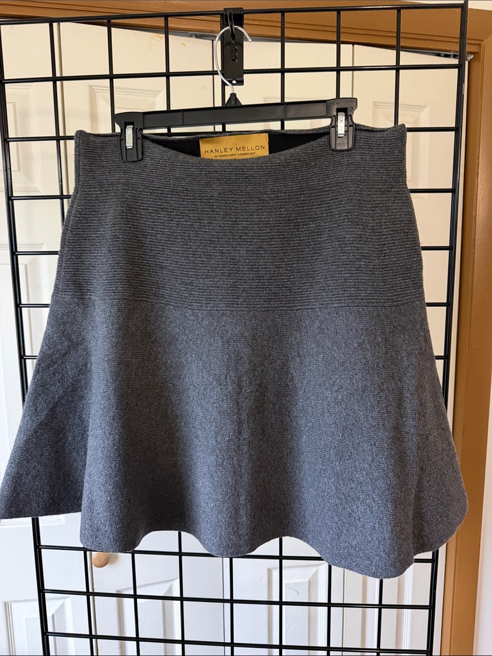Charcoal Knit Cashmere Flared Skirt